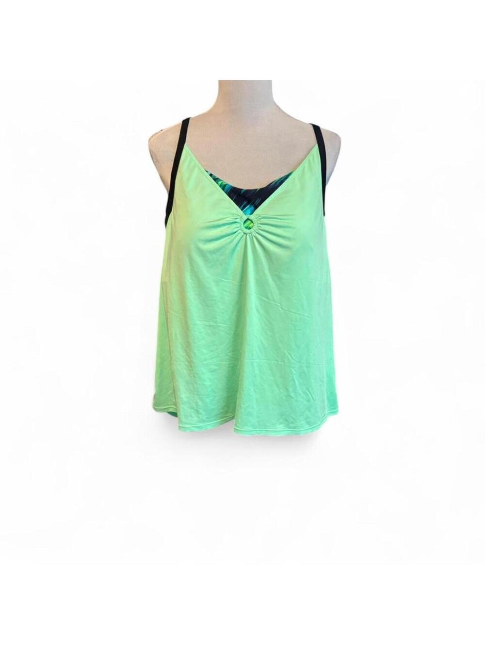 ZeroXPosur green swim tank top Size XXL NWT